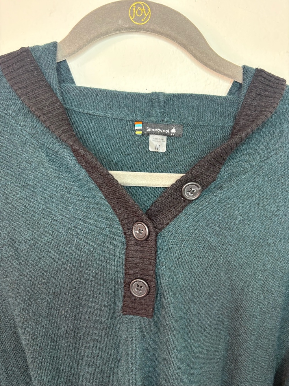 Smartwool Shadow Pine hoodie sweater with button henley neckline green size M - Picture 13 of 15